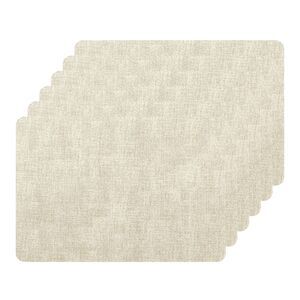 6 Set Heat Resistant Waterproof Dining PU Place Mats 17x12 inch Beige